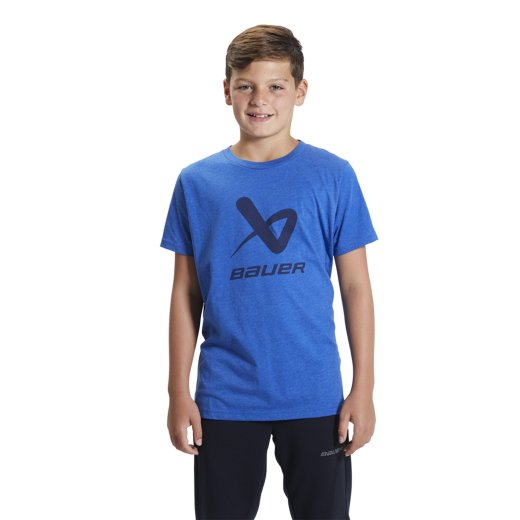 BAUER T-Shirt Lockup Rundkragen mit Logo blau Junior L